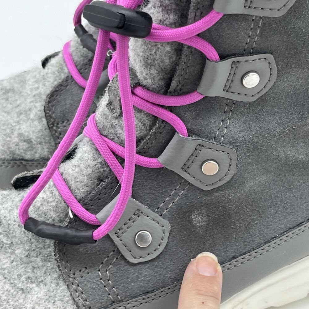 Sorel Kids Quarry Grey/Bright Lavender Explorer Lace WP Boot US 5 - Picture 12 of 13